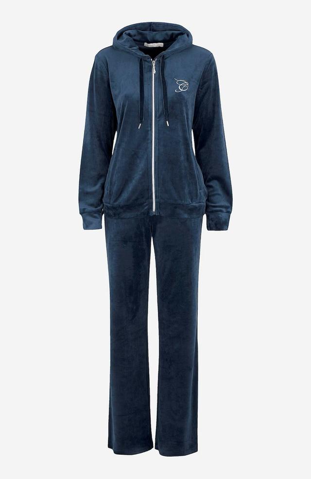 Велюровий домашній костюм синій 34/36 -2439r-34/36