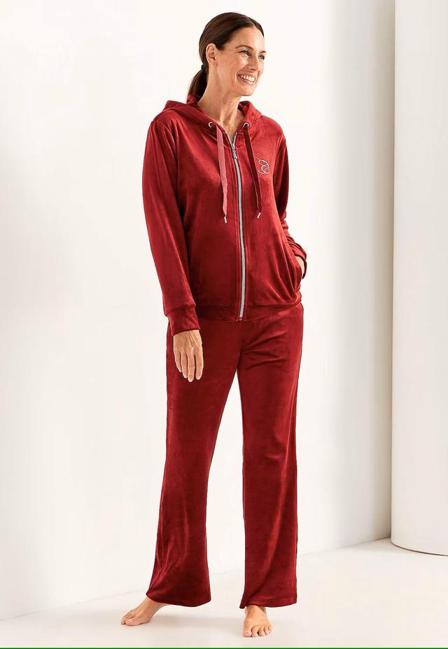 Велюровий домашній костюм червоний 34/36 -2664r-34/36