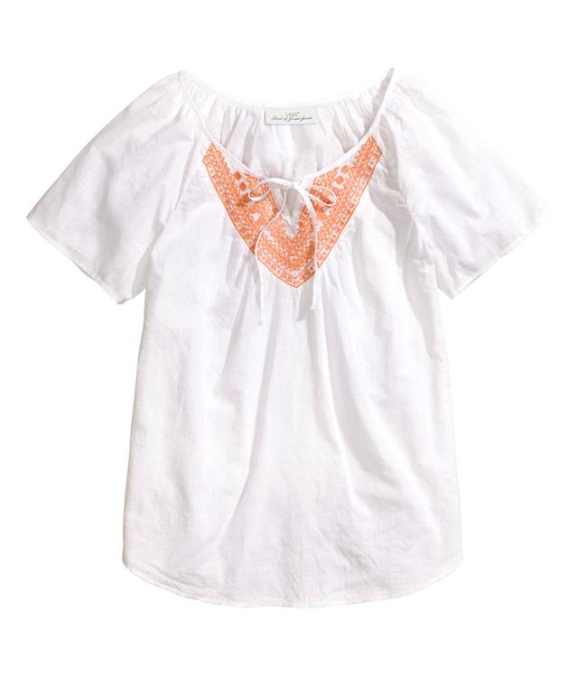 Блуза H&M з вишивкою, L біла(-6490)