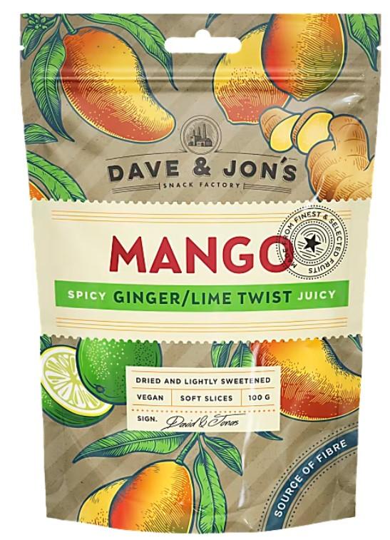 Сушений манго, імбир та лайм DAVE & JON'S 100 г