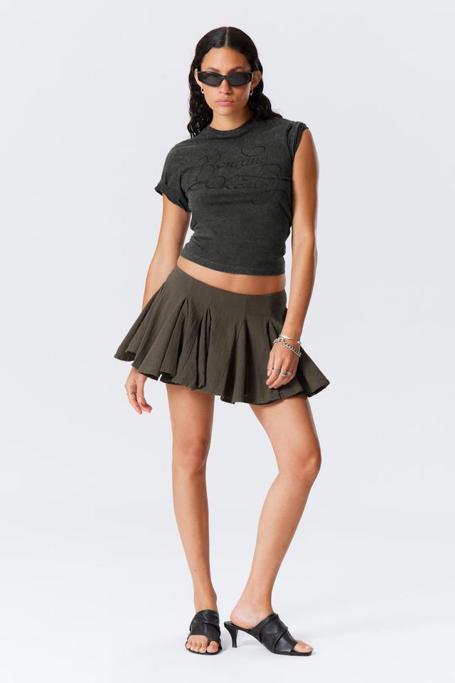 Мініспідниця в складку з бавовни Hennes&Mauritz, хакі 34 -34