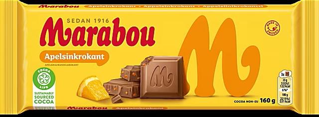 Молочний шоколад Marabou з кусочками апельсина, 160 г